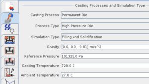 User Interface designed for the casting process